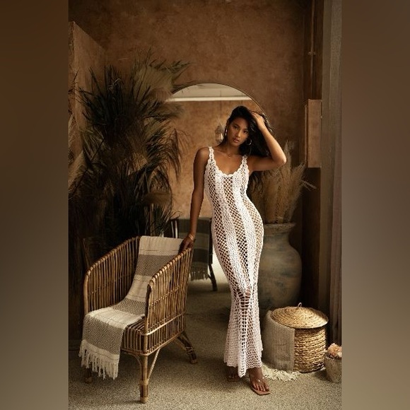WHITE SUMMER SUNSET MAXI DRESS - Picture 8 of 12
